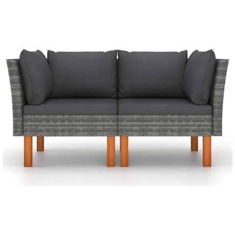 Poltrone Angolari 2 Pz Polyrattan E Legno Massello Di Eucalipto - Foto 1