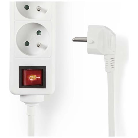 Ciabatta Elettrica Di Tipo E A 6 Vie Da 3680w 16a 1,5m Con Pulsante Di Accensione /spegnimento, Bianco - Foto 2