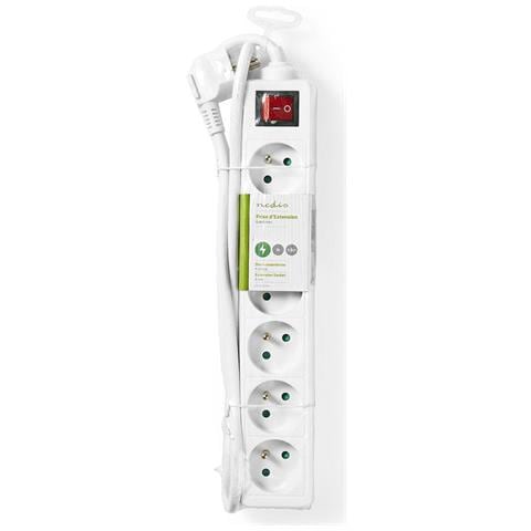 Ciabatta Elettrica Di Tipo E A 6 Vie Da 3680w 16a 1,5m Con Pulsante Di Accensione /spegnimento, Bianco - Foto 3