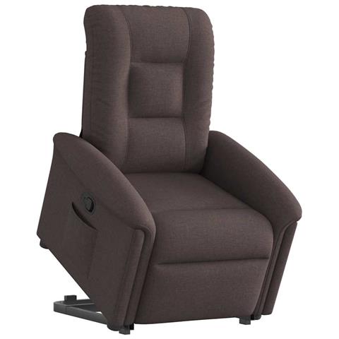 Poltrona Alzapersona Reclinabile Marrone Scuro in Tessuto - Foto 1