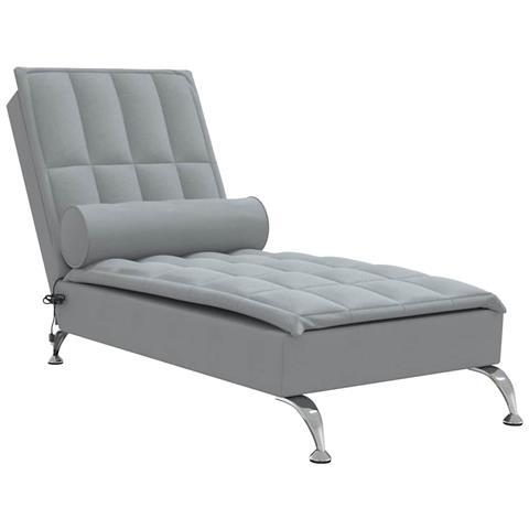 Chaise Longue Massaggi Cuscino a Rullo Grigio Chiaro in Tessuto - Foto 1