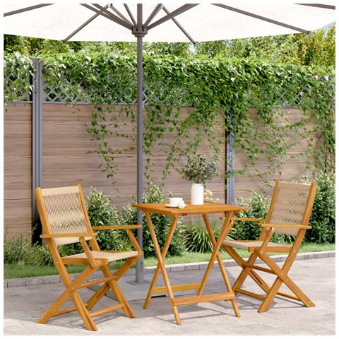 Set da Bistrot 3pz Beige in Polipropilene e Legno Massello - Foto 2