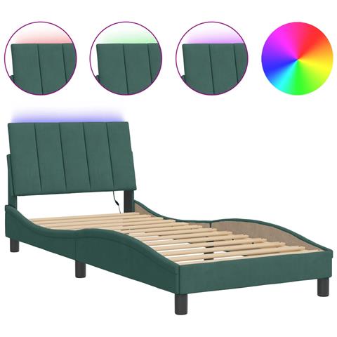 Giroletto con Luci LED Verde Scuro 90x200 cm in Velluto - Foto 1