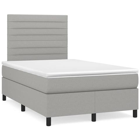 Letto a Molle Materasso e LED Grigio Chiaro 120x190 cm Tessuto - Foto 2