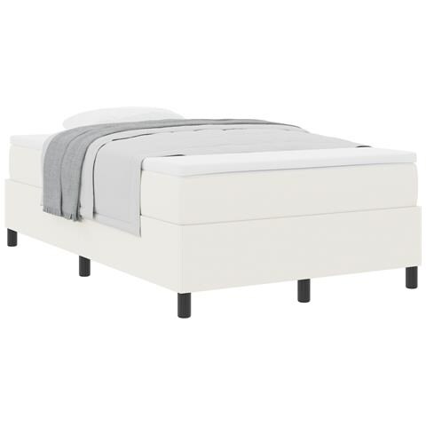 Letto Box Spring con Materasso Crema 120x200 cm Tessuto di Velluto a Coste - Foto 1