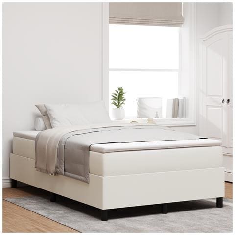 Letto Box Spring con Materasso Crema 120x200 cm Tessuto di Velluto a Coste - Foto 2