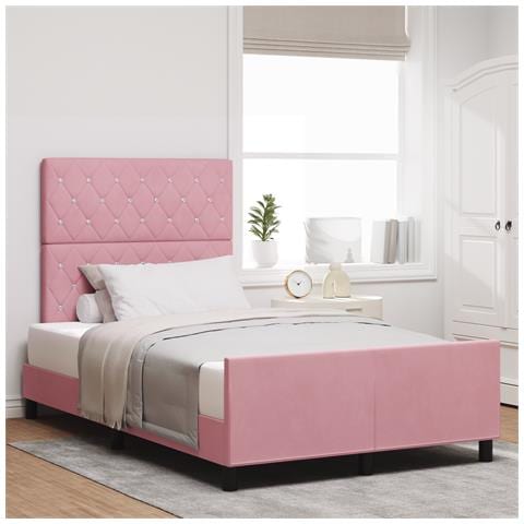 Letto Rosa 120x190 cm in Velluto - Foto 2