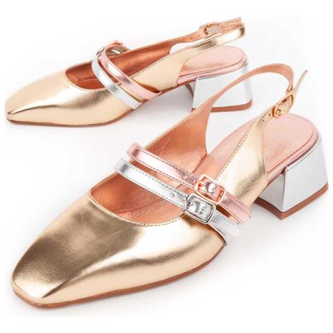 Scarpa Con Tacco Carola2 D'oro Oro Materiale Sintetico - Foto 1