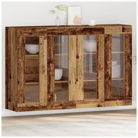 Armadi a muro 2 pezzi Legno antico 69.5x34x90 cm Legno ingegnerizzato - Foto 2