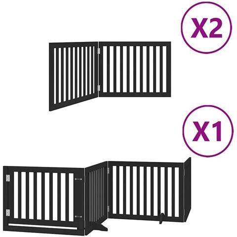 Cancello Cani Porta Pieghevole Nero 8 Pannelli 640 cm Pioppo - Foto 1