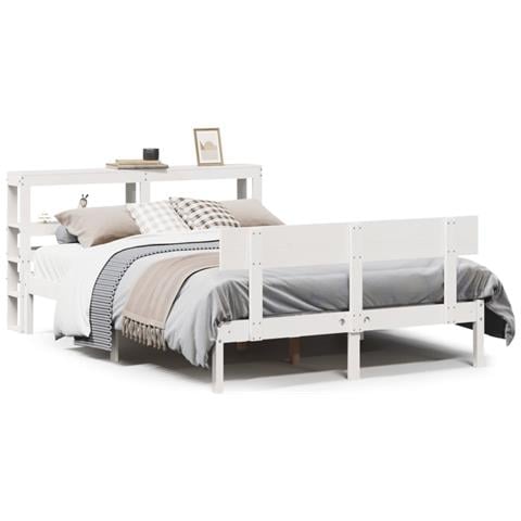 Letto senza Materasso Bianco 120x190 cm Legno Massello di Pino - Foto 1