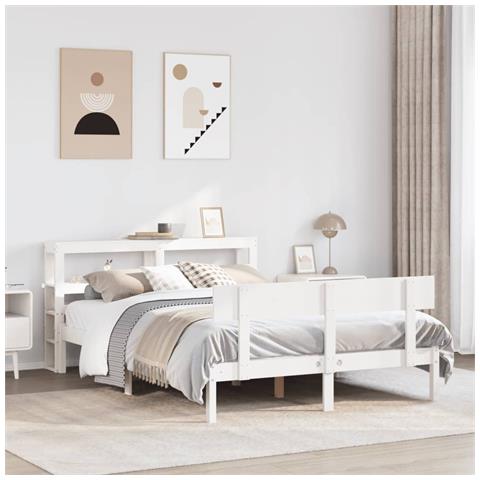 Letto senza Materasso Bianco 120x190 cm Legno Massello di Pino - Foto 2