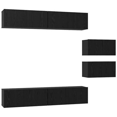 Set mobile TV 6 pz Rovere Nero Legno ingegnerizzato - Foto 1