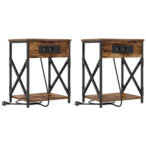 Armadio da Notte con cassetto 2 pcs Rovere fumo 41 x 31 x 51 cm - Foto 1