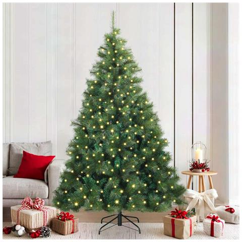 Albero di Natale artificiale con 300 LED Verde 210 cm PE e PVC - Foto 2