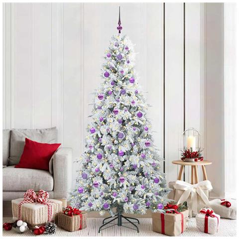 Albero di Natale Artificiale con Rami Pieghevoli Bianco 210 cm - Foto 2