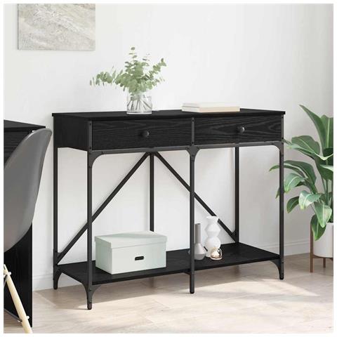 Tavolo consolle con cassetto Rovere Nero 100 x 39 x 78,5 cm - Foto 2