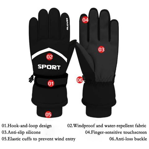 Guanti Da Sci Per Adulti - Impermeabili, Antivento, Touchscreen Per Ciclismo E Sport All'aperto Black - Foto 2