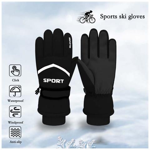 Guanti Da Sci Per Adulti - Impermeabili, Antivento, Touchscreen Per Ciclismo E Sport All'aperto Black - Foto 3