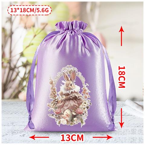 Set Di 10 Sacchetti Di Caramelle Pasquali - Sacchetti Regalo In Seta Con Coulisse Per Bomboniere E Dolcetti Pasquali Purple - Foto 2