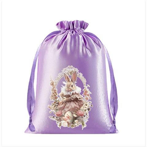 Set Di 10 Sacchetti Di Caramelle Pasquali - Sacchetti Regalo In Seta Con Coulisse Per Bomboniere E Dolcetti Pasquali Purple - Foto 3