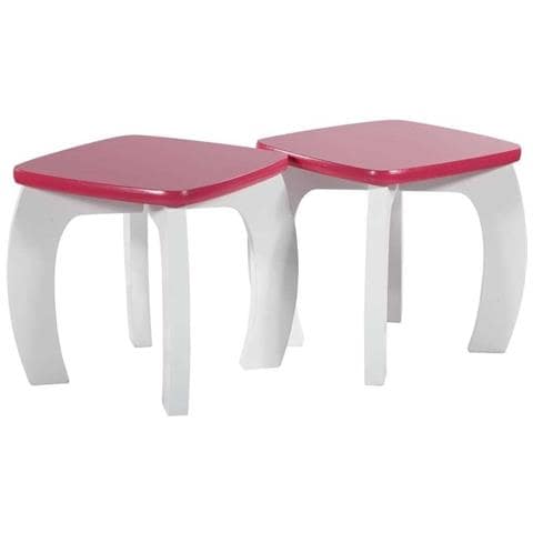 Set Tavolo / 2 Sgabelli Legno Bianco /rosa - Foto 2