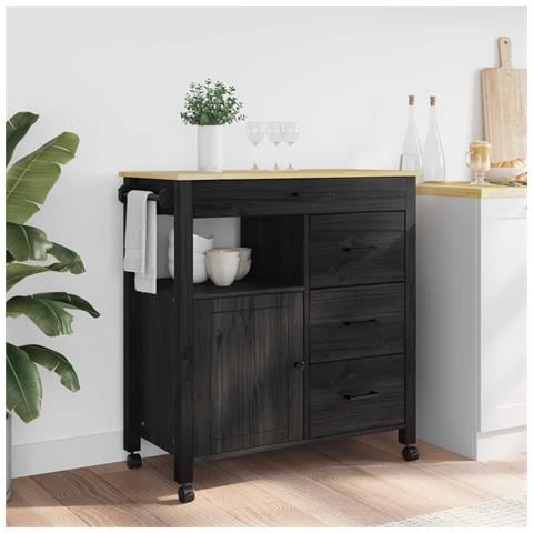Carrello da Cucina MONZA Nero 84 x 40 x 88,5 cm - Foto 2