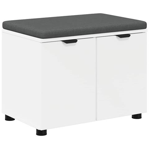 Panca per ingresso con cuscino con porta Bianco 60 x 38 x 46 cm - Foto 1