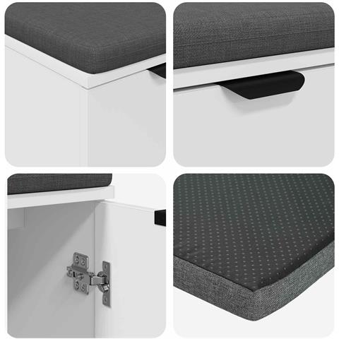 Panca per ingresso con cuscino con porta Bianco 60 x 38 x 46 cm - Foto 9