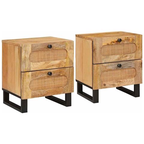 Armadio da Notte con cassetto 2 pcs Naturale 40 x 33 x 46 cm - Foto 1