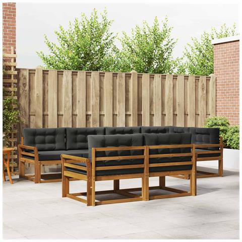 Set di divani da esterno con cuscino 7 pcs Naturale e Antracite - Foto 2