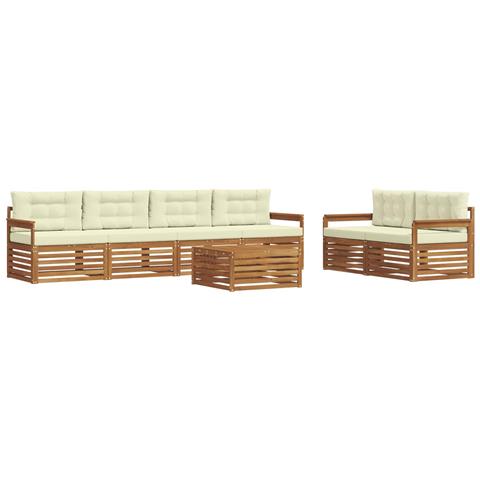 Set di divani da esterno con cuscino 7 pcs Naturale e Crema - Foto 1