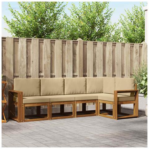 Set di divani con cuscino 5 pcs Naturale e Beige - Foto 2