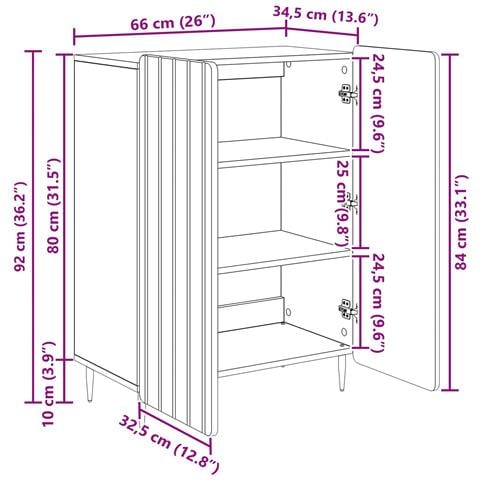 Credenza Bianco Lucido 66 x 34,5 x 92 cm Legno ingegnerizzato - Foto 9