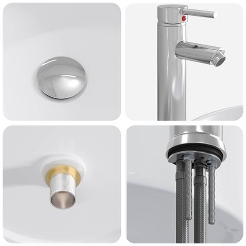Lavabo da bagno Cromato 40,5 x 40,5 x 15,5 cm Metallo - Foto 8