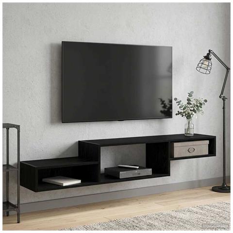 Mobile TV da Parete A parete Rovere Nero 150 x 28 x 26 cm - Foto 2