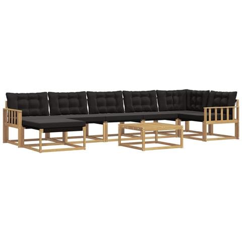 Set di divani da esterno 8 pcs Bianco e Nero - Foto 1