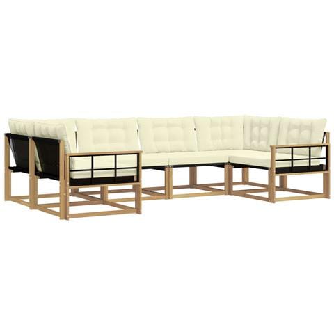 Set di divani da esterno con cuscino 6 pcs Bianco e Crema - Foto 1