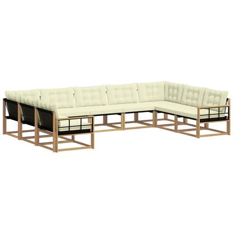 Set di divani da esterno con cuscino 9 pcs Bianco e Crema - Foto 1