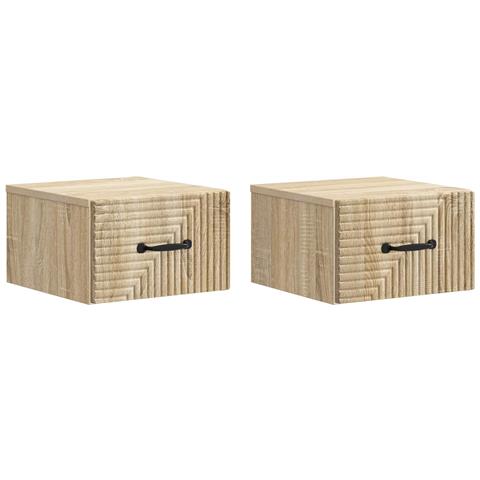 Mobiletto da notte a muro 2 pcs Rovere Sonoma 34,5 x 33 x 20 cm - Foto 1
