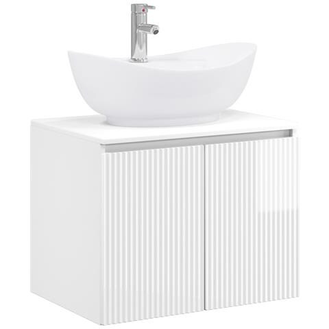 Set di mobili per il bagno Bianco Lucido Legno ingegnerizzato - Foto 1