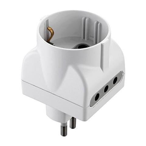 Adattatore Schuko 16a E 2 Prese Bipasso Bianco - Foto 2