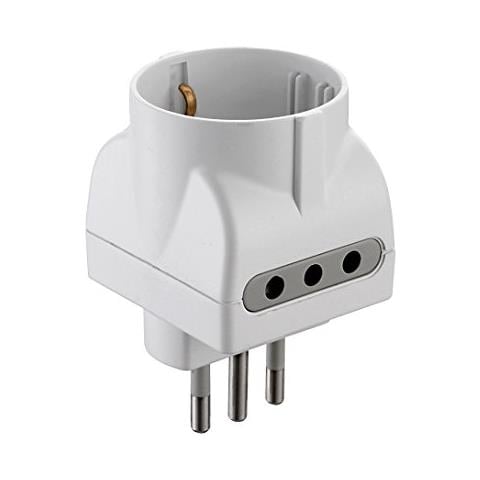 Adattatore Schuko 16a E 2 Prese Bipasso Bianco - Foto 5