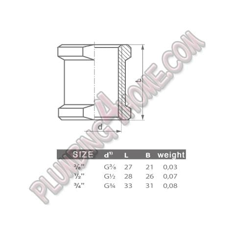 34 Inch Femmina Bsp Filo Tubo Connessione Avvitato Raccordi Manicotto - Foto 2