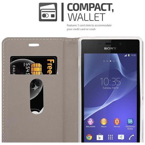 Custodia Compatibile Con Sony Xperia M2 In Grigio Nero - Coperchio Protettiva Con Chiusura Magnetica, Funzione Stand E Tasca Per Le Carte - Foto 9