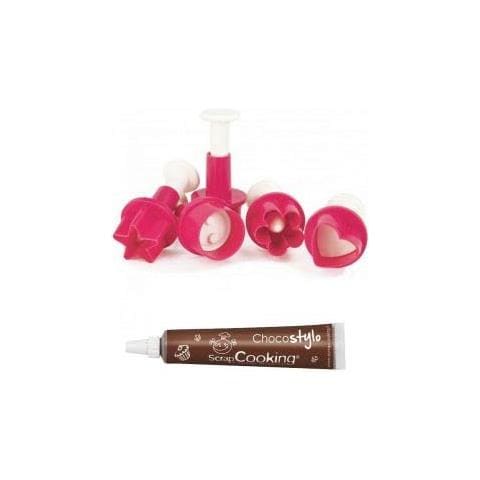 Kit 4 Stampi Ad Espulsione Per Biscotti + Penna Alimentare Al Cioccolato - Foto 1