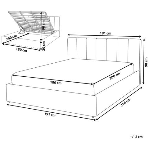 Letto Contenitore In Similpelle Grigio 180 X 200 Cm Dreux - Foto 13