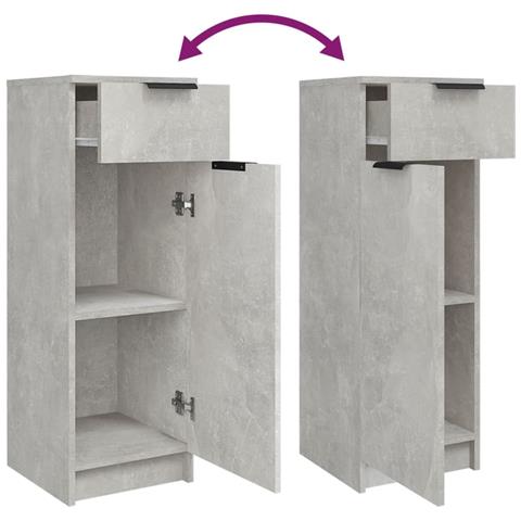 Armadio Da Bagno Grigio Cemento 32x34x90cm In Legno Multistrato - Foto 13