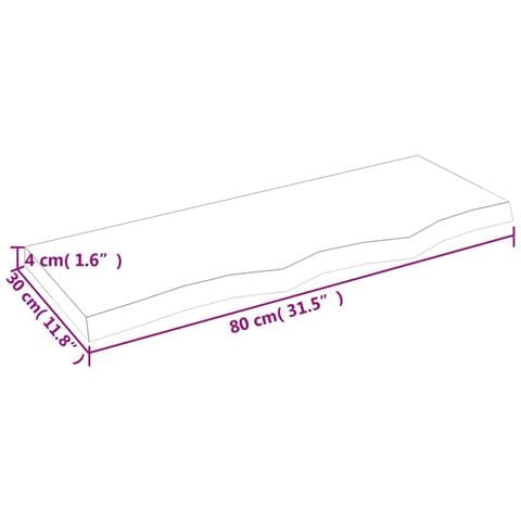 Piano Bagno 80x30x (2-4) cm in Legno Massello Non Trattato - Foto 7