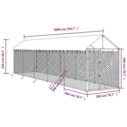 Cuccia Cani Da Esterno Tetto Argento 2x10x2,5 M Acciaio Zincato - Foto 3